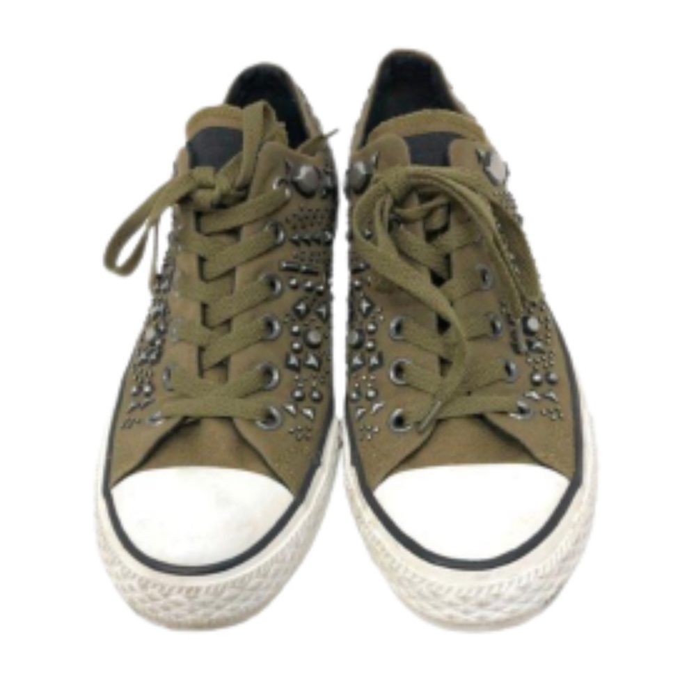 Converse Chuck Taylor PU army green studded sneakers size 9.5